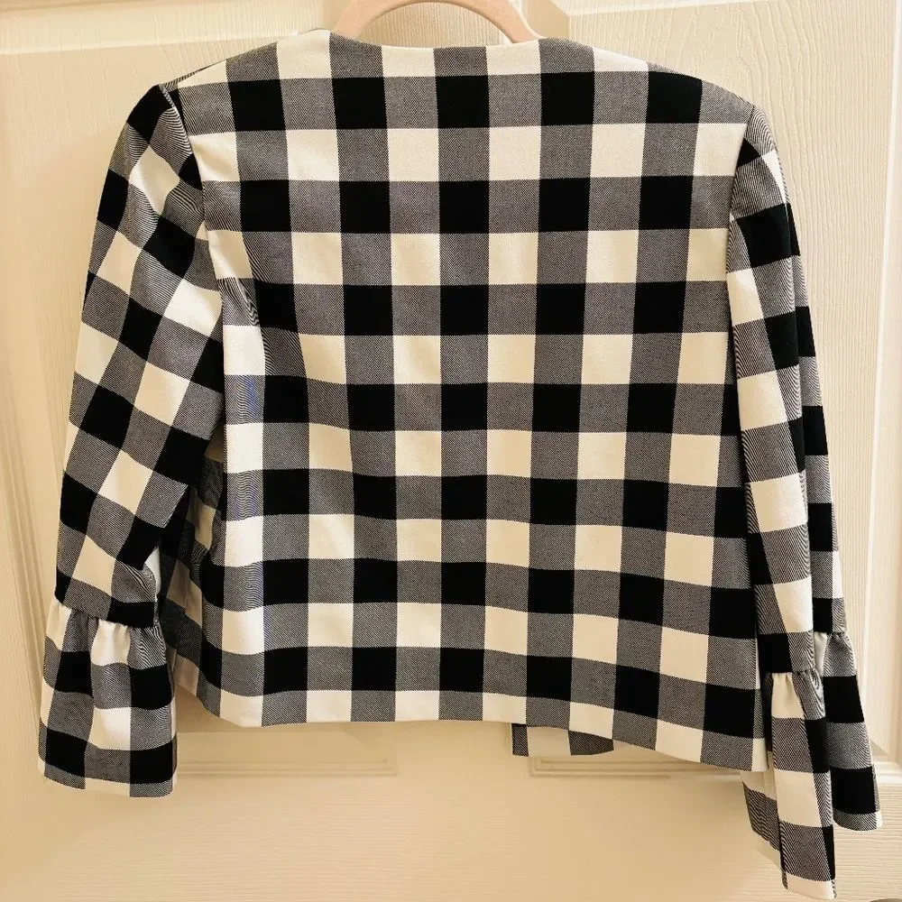 Elegant Black and White Checkered Formal Jacket - Simply Chic! 🖤⚪ - Picture 2 of 4